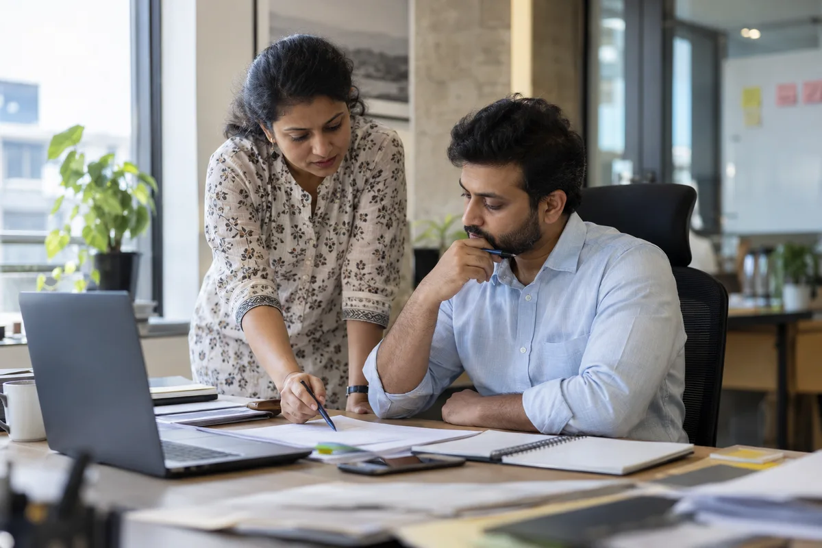 HR consultant helping a business owner organise employee processes