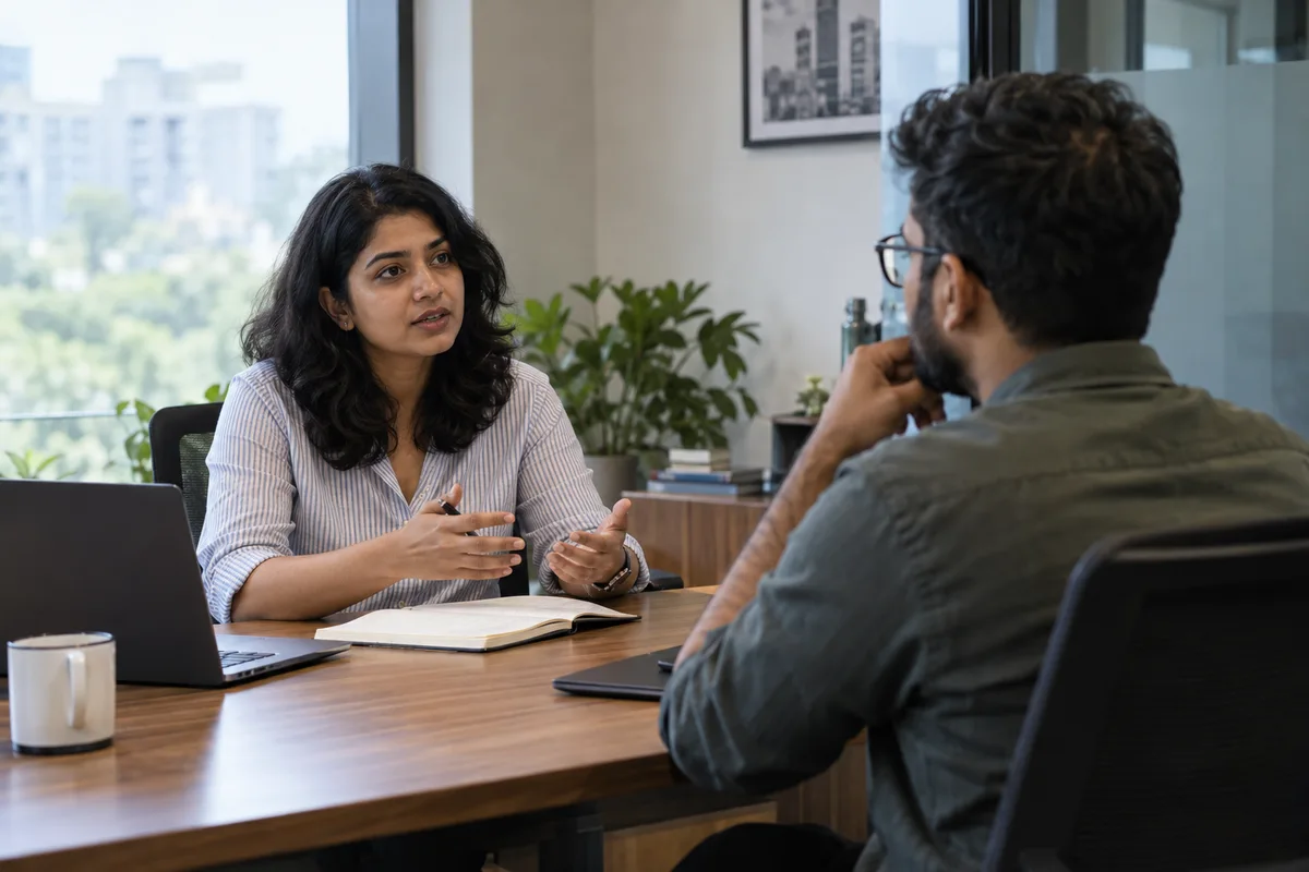 Manager holding an appraisal conversation with an employee