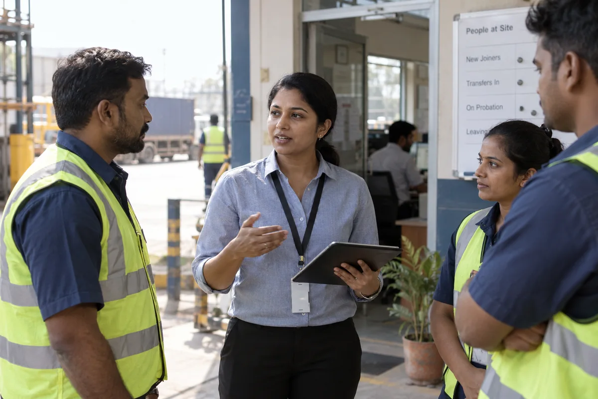 HR adviser coordinating a staff transfer with site colleagues