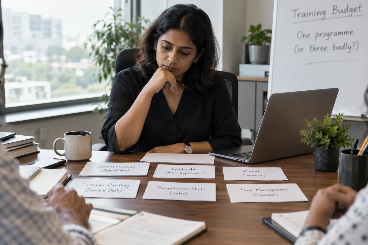 HR manager comparing training priorities within a budget