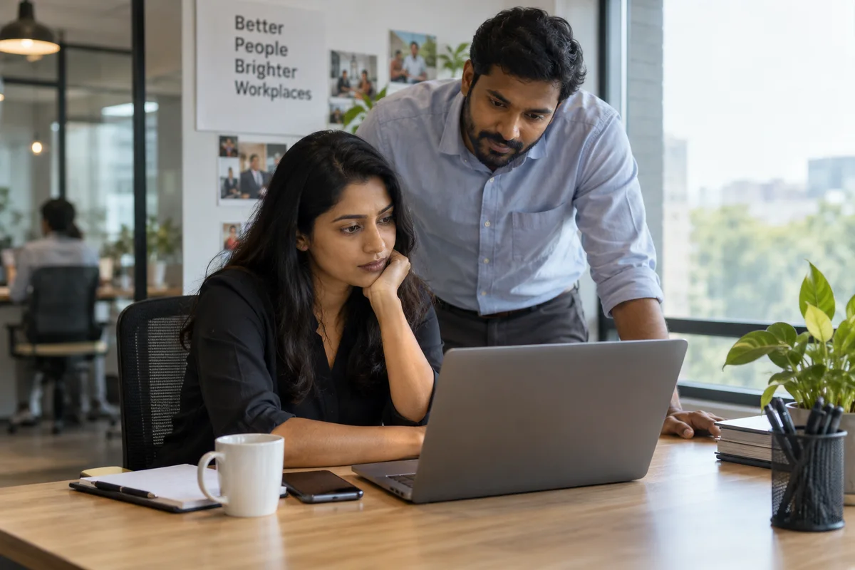 Recruiters reviewing candidate feedback and hiring communications