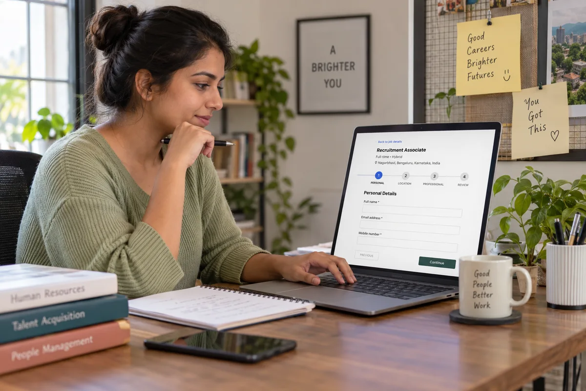 Recruitment applicant reviewing an online application