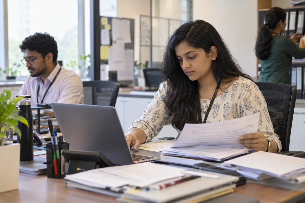 HR operations trainee organising employee records