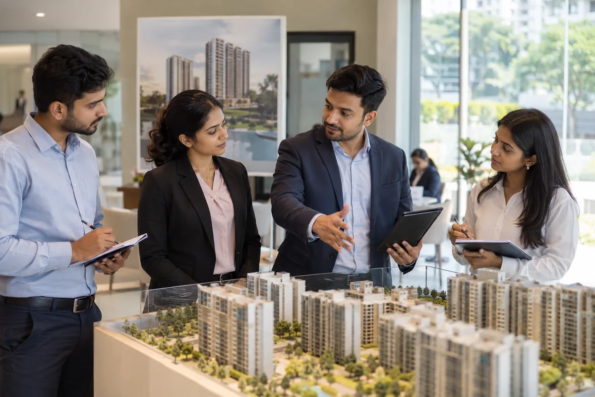 Real estate sales team reviewing agent responsibilities and opportunities