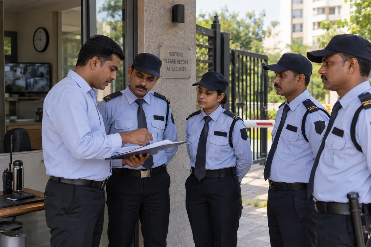 Security supervisor checking deployment and verification records