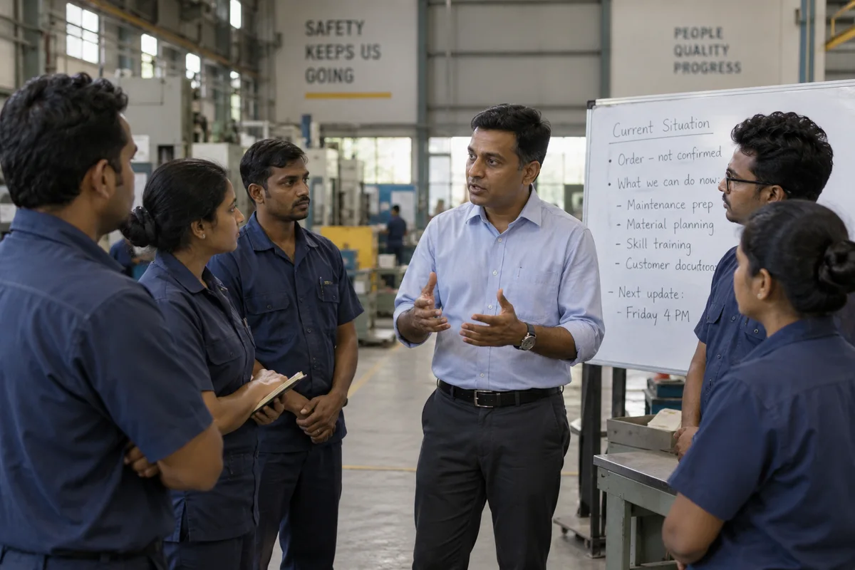 Production supervisor clarifying next steps under uncertainty